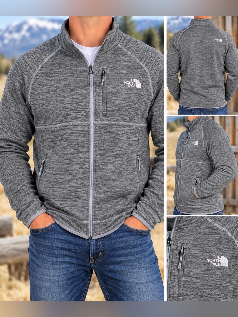 The North Face Men’s Heather Gray Lightweight Full-Zip Jacket-size M